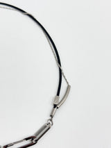  Leather chain layered clip necklace