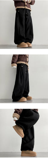 Lanto incision napping bezo banding wide pants