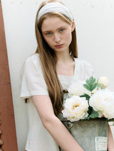 SQUARE NECK LACE BLOUSE IVORY