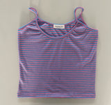 [MADE]Blueberry Punching Striped Semi-Crop Sleeveless Top (2 Colors) 