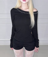 Stud Shirring Off Top (3colors)