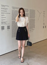 Cornell Summer Tweed Button Short Pants