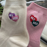 Double Heart Socks Pink
