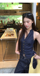 Cowgirl denim V-neck sleeveless top