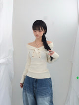 button shawl collar knitwear