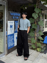 ダイアゴナルカットラインハーフバンドワイドパンツ
