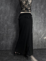 shining studded knit long skirt