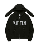 KITTEN EARS ZIP UP HOODIE BLACK(CV2GFFM484A)