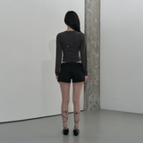 BACK POINT LONG SLEEVE BODYSUIT (CHARCOAL)