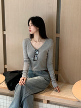 [BELLIDE MADE] Brin, slim U-neck long-sleeved T-shirt