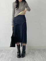 Fold Satin Lace Skirt