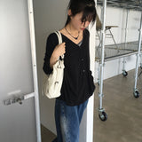 Tier V-neck Loose Fit Long Cardigan