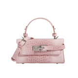 Crocodile Leather Square Shoulder Crossbody Bag