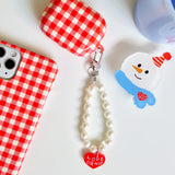 [MADE]レッドラブパールピンクビーズストラップ