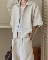 Bound Tweed Half Shirt Jacket 