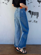 3RD REORDER TWO-TONE CONTRAST DENIM PANTS code 25006