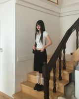 Addie Dot Button Shirring Short Sleeve T-Shirt