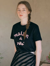 MAISON DE ROLA EMBROIDERY T-SHIRT BLACK