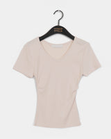 Monve Side Shirring V-neck T-shirt