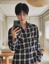 25FW★ [LANARCH] Destroyed Check Shirt