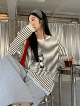 Lace Detail Stripe Long Sleeve Knitwear