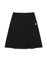 BUTTON DOUBLE PLEATED MIDI SKIRT(BLACK)