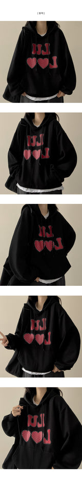 Luro dot heart lettering hood