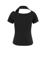 Cowl Neck Scarf T-Shirt _ BLACK
