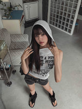 ポイレタリングフーディドノースリーブ