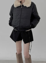 Reversible Fur Collar Quilted Dumble Jumper