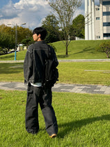 Basic Washed Black Denim Jacket