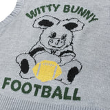 WITTY BUNNY FOOTBALL KNIT VEST - MELANGE GRAY