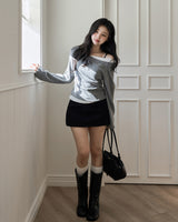 Uhan Contrast Unbalanced T-shirt