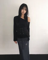Layered stud long skirt