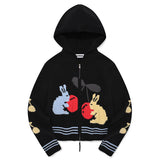 ウィッティーバニーフーディーカーディガン [BLACK]