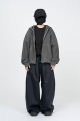 Vintage Washing Crop Hooded Zip-Up