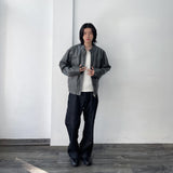 Panelled Stand-Collar Leather Jacket