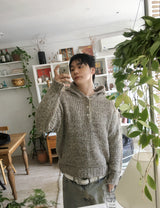 No.1496 alpaca button hood KNIT (3color)