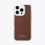EMBROIDERY KNIT HARD JELL CASE _ BROWN