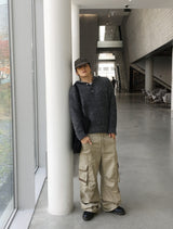 No.1496 alpaca button hood KNIT (3color)