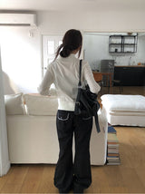 Conf color matching pocket bootcut pants