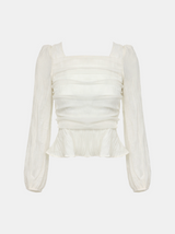 Muse Shirring Square Neck Blouse