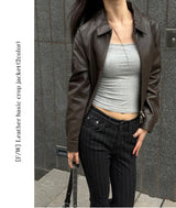 [F/W] Leather basic crop jacket(2color)