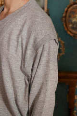 LAYERED V NECK KNIT / GREY