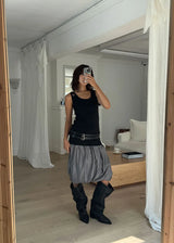 FOLD BALLOON MIDI SKIRT (2color)