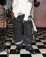 BBD Sprayed Logo Multi-Pocket Denim Cargo Pants (Black)