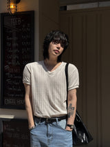 ロバートベロアVネックショートスリーブTシャツ