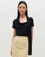 Sheer Shirring Slit Skirt _ YELLOW