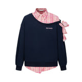 13DE MARZO スプライシングシャツアシンメトリカルショルダースウェット