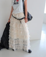 Cancan see-through see-through long skirt